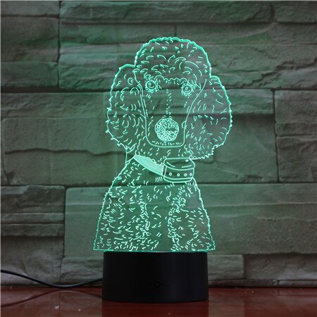 개 푸들 밤 빛 LED 3D Illusion 7 색 변경 룸 장식 램프 어린이 키즈 아기 키트 책상 램프 머리맡 개 1681